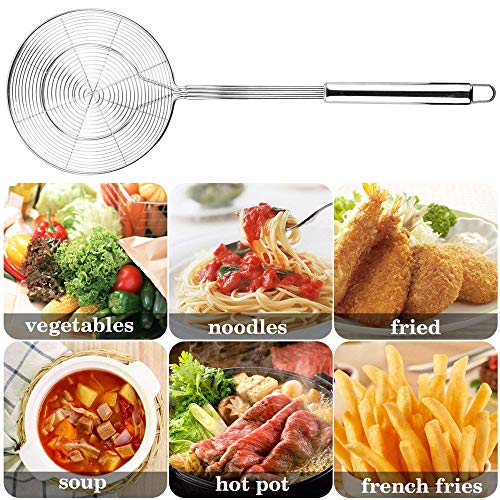  Euone  Spider Strainer Clearance Sale , Stainless Steel Solid Spider Strainer Skimmer Ladle With Handle Kitchen Tool