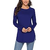 Newchoice Women's Casual Batwing Long Sleeve T Shirt Round Neck Basic Loose Tunic Tops