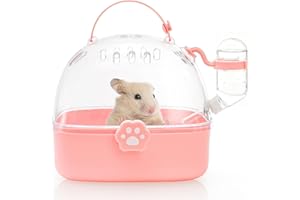 Acshio Hamster Carrier Cage, Portable Small Animal Carrier Cage with Water Bottle, Guinea Pig Outgoing Cage Hamster Travel Carry Case for Small Pets, Gerbils, Chinchillas, Dwarf Hamster