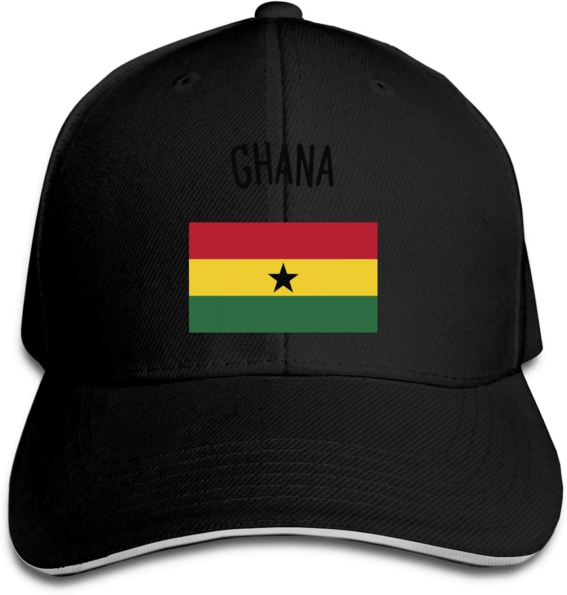 Ghana Flag Women/Men Adjustable Peaked Sandwich Cap Hip Hop Black at
