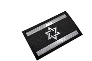 VEELKROM Israel National Flag Patch The State of Israelis IR Infrared Reflective Tactical Military Police Morale Armband Emblem Jewish Badge Uniform Vest Backpack Hat Hook & Loop Appliques (Black White (Mesh))
