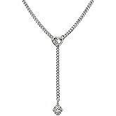 EverGlimp Women's Gold Heart O-Ring Necklace, Adjustable 25'' Cuban Chain with Detachable Heart Clasp and Colorful Rhinestone Pendant