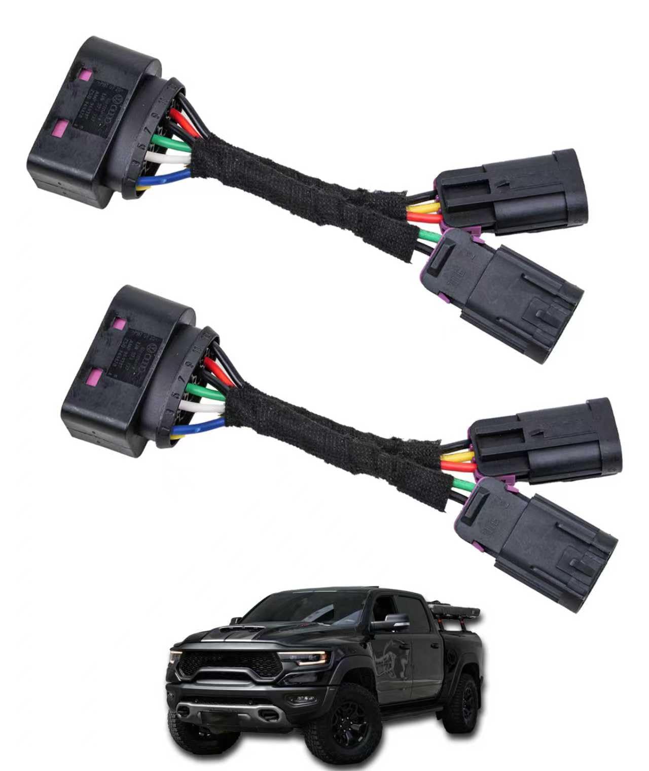 Photo 1 of 2 Pcs Upgraded Conversion Harnesses Quad Housing to Projector Headlight Compatible with Dodge Ram Truck 2009-2018