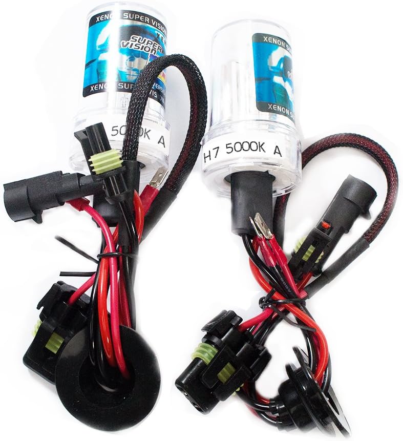 JINYJIA 55W Xenon HID Bulbs Headlight for Car Vehicle Replacement Lamps Bulb, 2 pack, H7 5000K