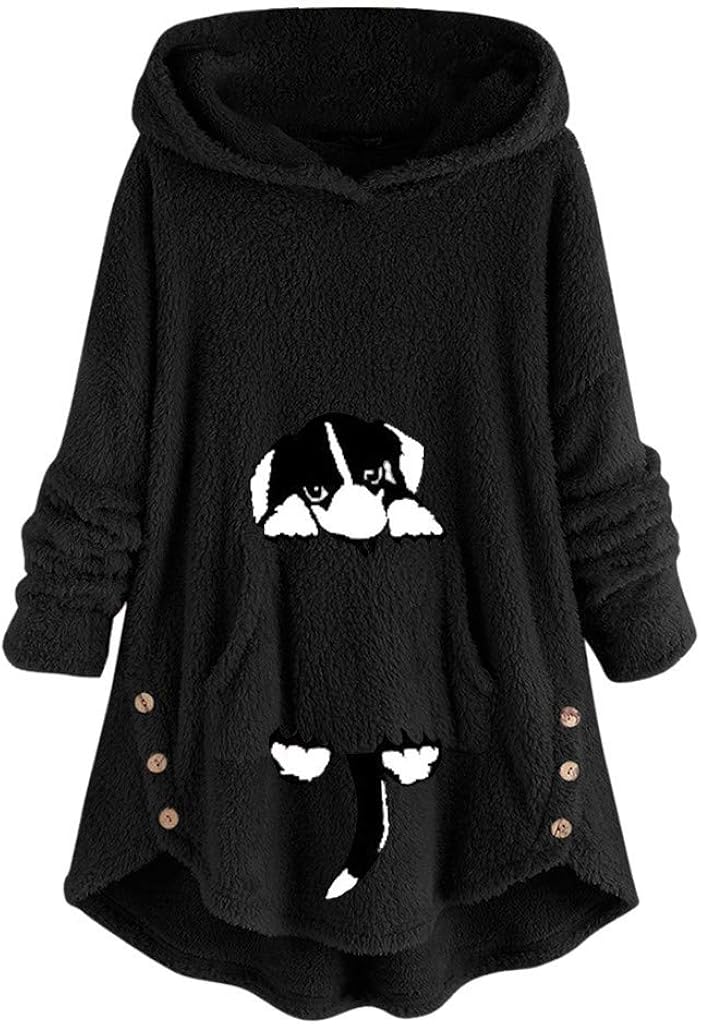 cat printed hooded sweatshirt