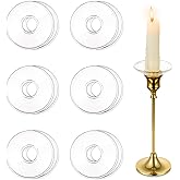 Hewory Glass Bobeches for Candlestick Holders, 12 Pcs Candle Drip Protectors Rings for Tapers, Wax Drip Catcher for Tapered Candlestick Candle Holder for Wedding Party Church Home (Round, Clear)