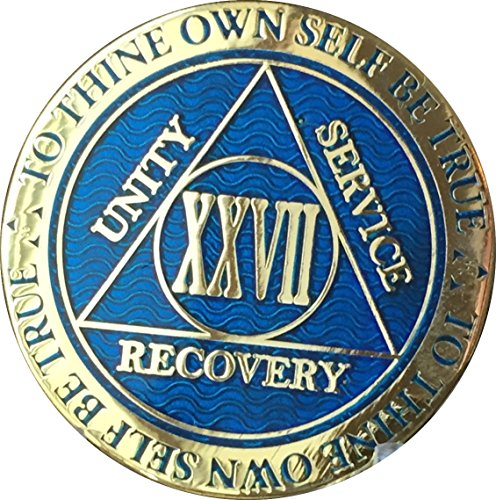Recoverychip 27 Year Reflex Blue Gold Plated AA Medallion Chip