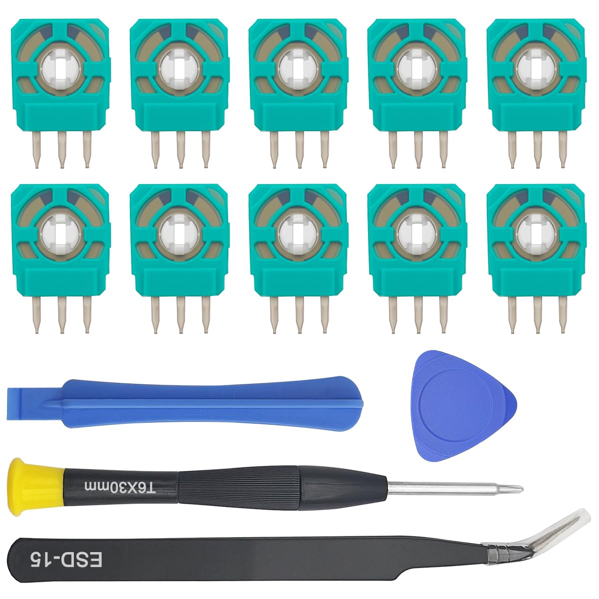 lyfLux 10 Pack 2.3K Ohm Potentiometer Repair Kit Compatible with PS5 Controller, with Phillips Screwdriver, Tweezer, Pry Tools & 10pcs Resistors for Analog Stick Drift Fix (Requires Soldering)