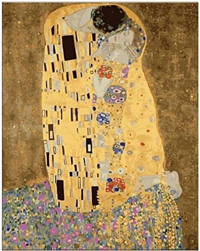 NeoConcept DIY Oil Painting, Paint by Number Kits for Adults, Acrylic Painting - Famous Oil Painting The Kiss by Klimt 16 by 20"