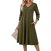 Zeagoo Women Casual Dress 3/4 Sleeve Casual Loose Midi Dress