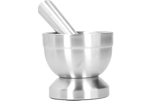 Stainless Steel Mortar and Pestle, Heavy Duty Mortar Pestle Set with Non Slip Bottom Manual Grinding Seeds, Crush Garlic, Kit