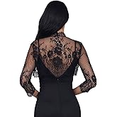 Unicra Wedding Bride Lace Shrugs for Women 3/4 Sleeves Lace Bolero Jackets for Evening Dresses Bolero Shrugs Top for Dresses