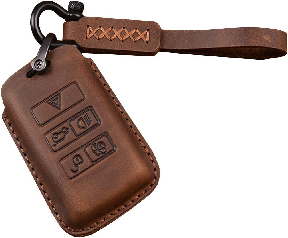 Key FOB Case Cover Holder Compatible with Range Rover Sports LR(Brown)