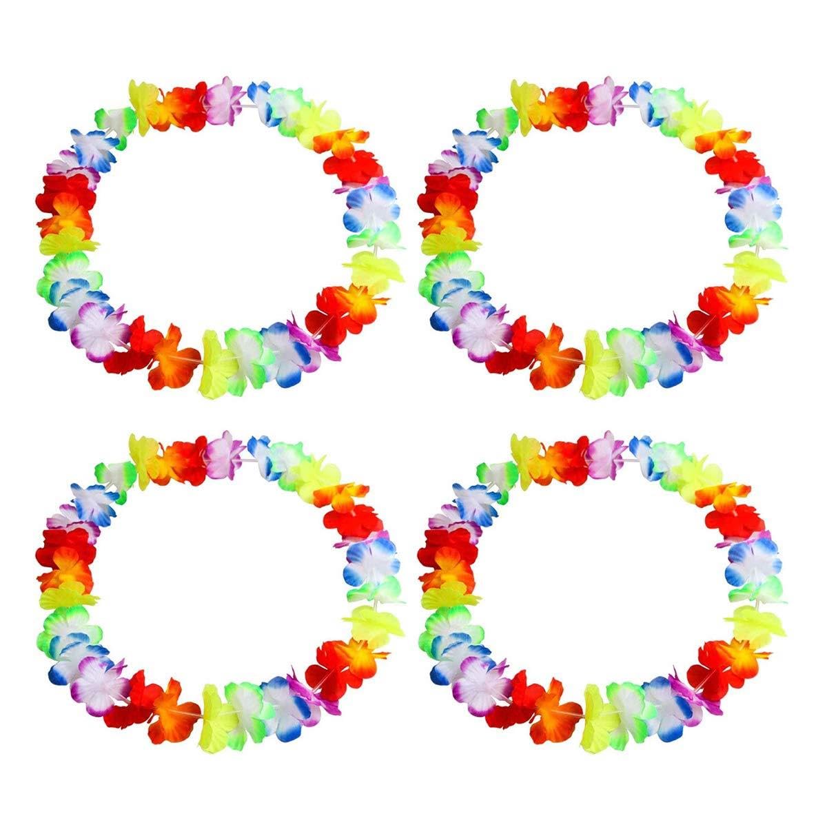 Shatchi 12Pcs Hawaiian Garlands Flower Lei Luau Hawaiian Necklaces for Tropical Beach Party Decorations Flamingo Party Supplies Hawaiian Fancy Dress for Adults Kids