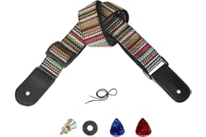 Farcaya Ukulele Strap for Soprano Concert Tenor Baritone Uke Mandolin Banjo Cotton Soft Country Style with Picks Locks Buttons End Pins Musical Instrument Accerssories (Striped Green)