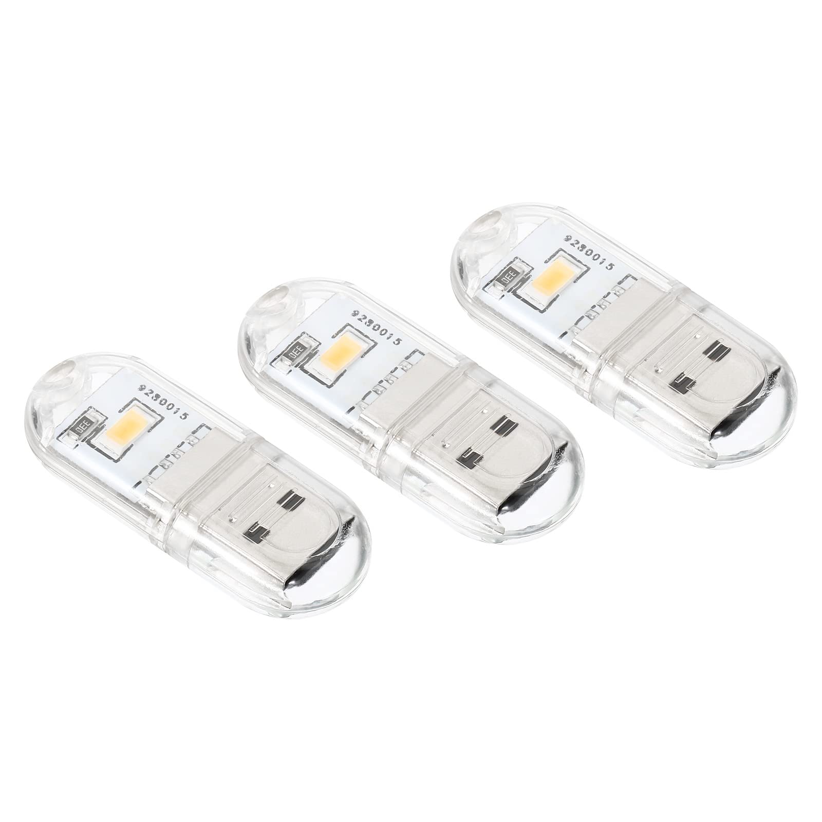 PATIKIL USB Night Light, 3 Pack Portable Plug-in Mini LED Lamp Stick 2 Beads for Home Decor Reading Sleeping Camping, Warm White
