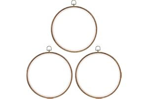 PATIKIL 3 Pieces 10 Inch Embroidery Hoops Frame Round Imitated Wood Display Frame Bulk Circle Embroidery Hoop for Embroidery 