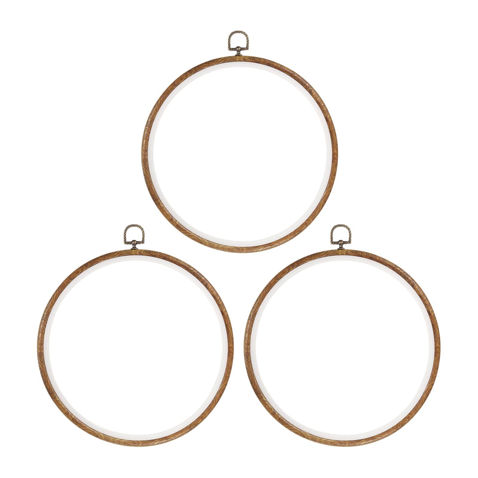 PATIKIL 3 Pieces 10 Inch Embroidery Hoops Frame Round Imitated Wood Display Frame Bulk Circle Embroidery Hoop for Embroidery Art Craft Handy Sewing Decoration