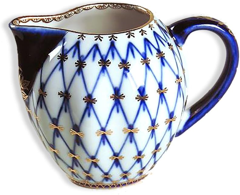 Lomonosov Porcelain Cobalt Net Small Creamer 2 3/4 Inch
