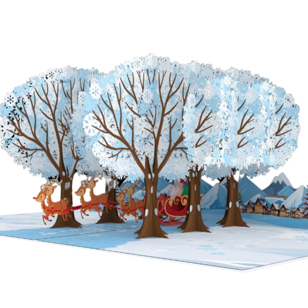Three Dee Cards - Winter Christmas Wonderland 3D Special Pop Up Greeting Card for Daughter Son In Law Husband Wife Brother Sister Mum and Dad Family Holiday Pop-up