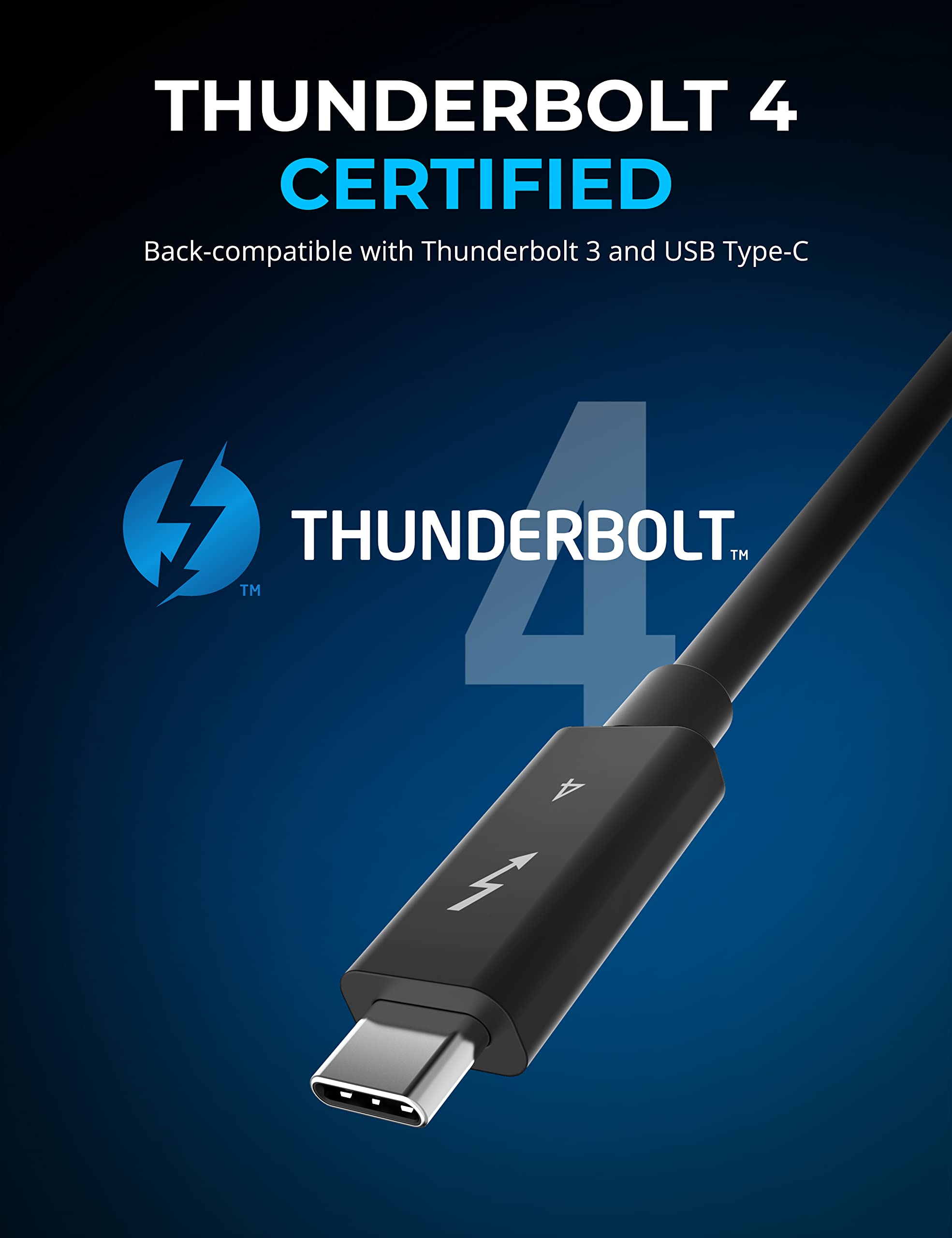 SABRENT Certified Thunderbolt 4 Cable, 2M (6.5ft) – 100W Power Delivery, 8K DisplayPort 1.4, 40Gbps Data Transfer, USB 4/3 Compatible, E-Marker Chip for MacBook, iPad, and Windows Devices (CB-T4M2)