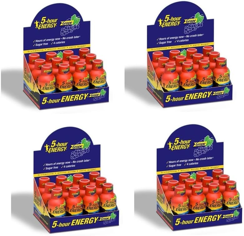 5 Hour Energy Original Grape Energy Shot, 1.93 Fluid Ounce - 12 per pack -- 4 packs per case.
