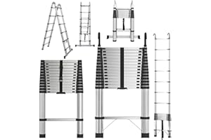 Extendable Ladders Telescopic, Multi-Purpose Stainless Steel Foldable Ladder Adjustable Extendable Height, Max Load150kg/330l