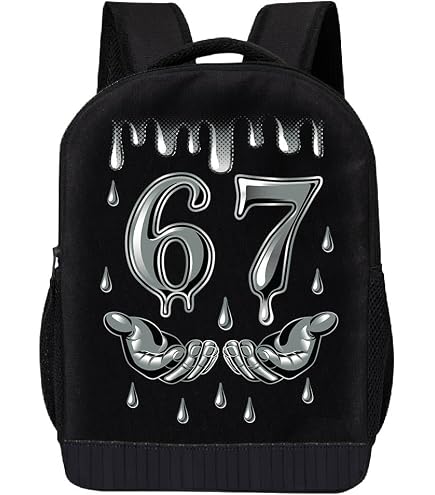 Funny Six Seven 67 Meme Design 67 Backpacks Two-Way Zippers Breathable Shoulder Straps,Backpack With Side Pocket- Unisex : Clothing, Shoes & Jewelry