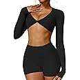 YEOREO Kyla Women Crop Top Long Sleeve Padded Sports Low Medium Impact Yoga Shirt Workout