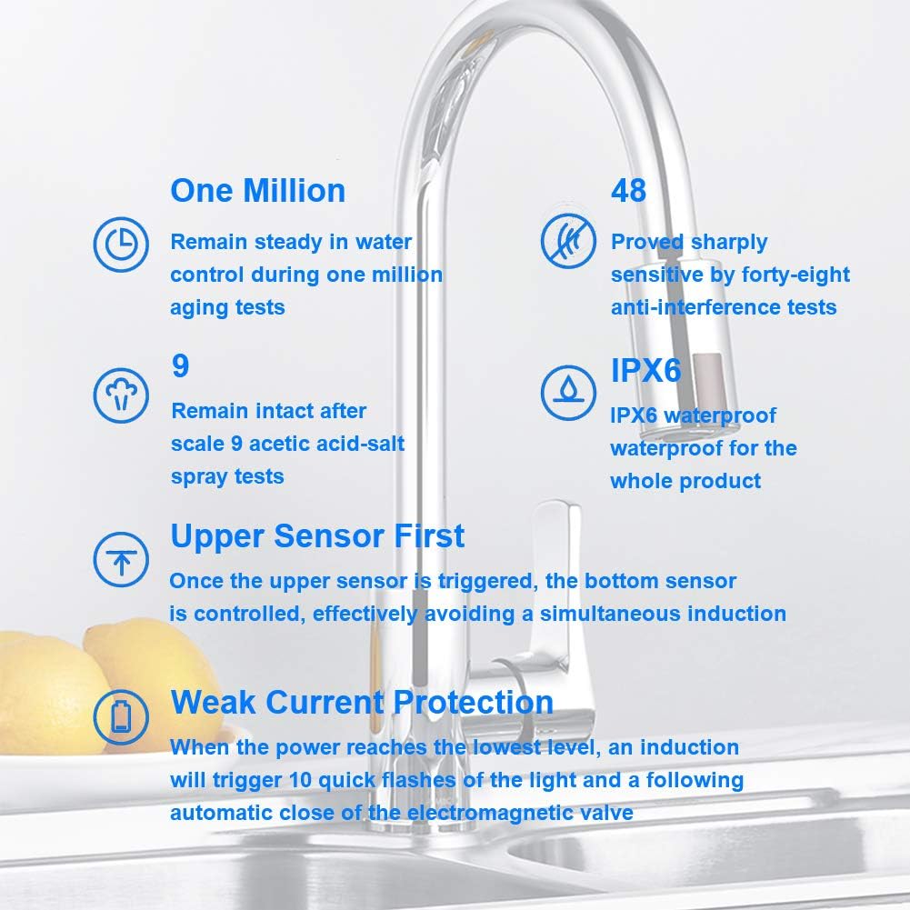 Smart Touchless Faucet Adapter for Kitchen and Bathroom, Automatic Faucet Adapter Motion Sensor, Compatible with Male 55/56" Female 15/16", Touchless Kitchen Faucet, Sink Faucet, Economical Faucet by MGDC - - 