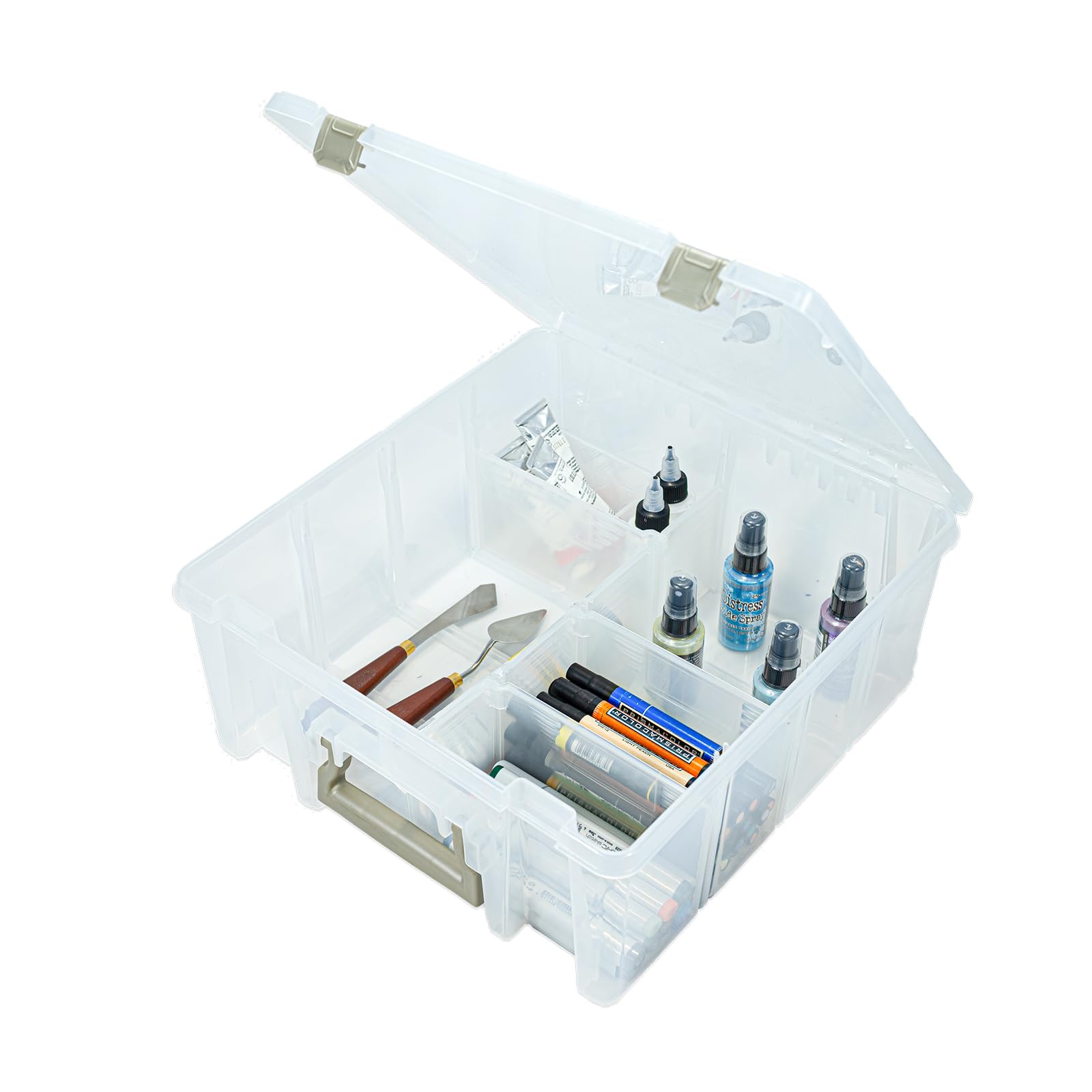 ArtBin 6990SO Super Satchel Double Deep Compartment Box - Art Storage with 8 Removable Compartments, Smart Closure for Craft Supplies (Gold - Pack of 1)