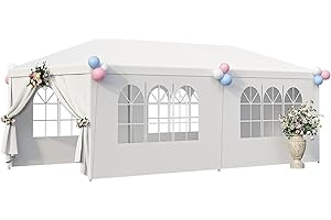 JupiterForce 10'x20' Outdoor Canopy Tent Wedding Party Tent with Removable Sidewalls Heavy Duty Waterproof Gazebo Patio Shelter for BBQ Camping Party Cater Events, White(10' x 20')