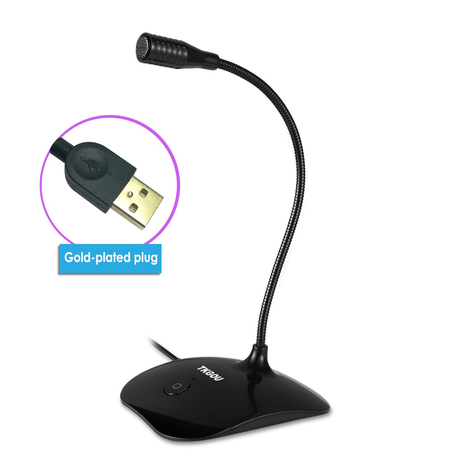 USB Microphone for Computer - Plug&Play Recording Microphone with Mute Button - Compatible with PC, Laptop, Mac, ps4 - Ideal for YouTube,Skype,Gaming,Podcast(1.5m /5ft)