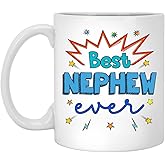 GordonDesign Best Nephew Ever Mug, Nephew Coffe Mug, Birthday Gifts For Nephew, Men, Husband, Father's Day Gift For Nephew, Nephew Gifts, Best Nephew Gifts From Daughter, Son, Wife, Kids 11oz, White