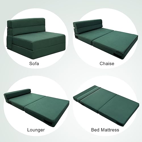 ANONER Memory Foam Fold Out Sofa Bed Couch with Pillow Twin Size