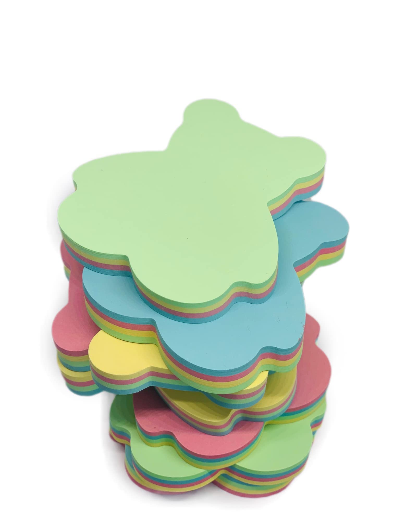 GUMTAPE Bear Shape Sticky Notes 76 mm x 76mm, 8 Pads of 100 Sheets/Pad, Rainbow MixColor Sticky Notes 11506/08. Cute Mixed Colour for Office/Home/Kitchen/Baking/School (8 Pads)