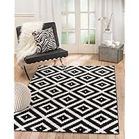 Summit MB-COH2-EBBO 46 Black White Diamond Area Rug Modern Abstract Many Sizes Available  (3