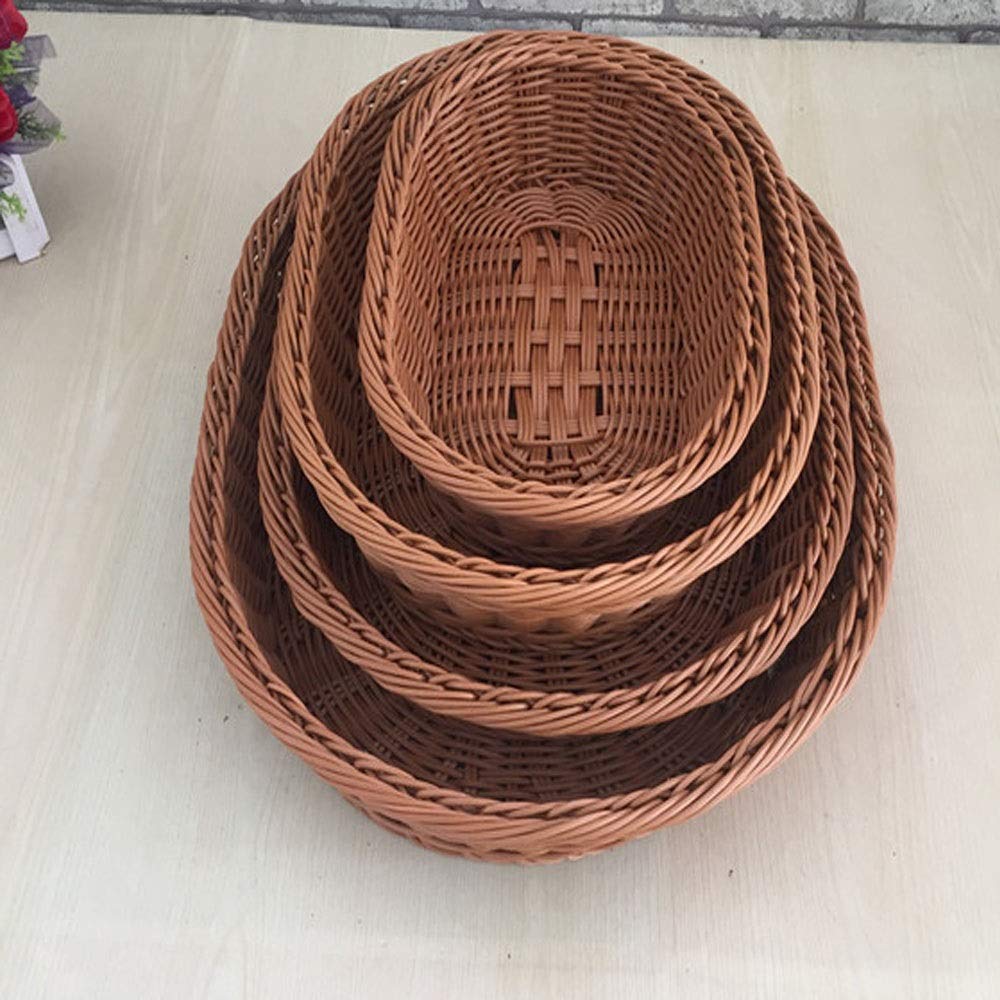 Color : Brown , Size : 30*20*6cm Canasta hecha a mano de ratán oval de