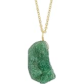 NJCRAFT Raw Gemstone Pendant Necklace for Women |Natural Healing Crystal Rough Pendant 15–25 Carat | 8–14 mm Stone |Gold Plated Chain 16+2 Inch Adjustable | Gift Jewelry