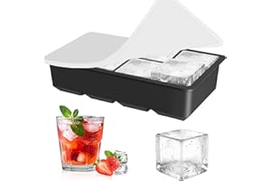 Alinana Ice Cube Tray with Lid, 2" Big Ice Cube Makers, BPA Free Food Grade Ice Cube Molds for Whiskey, Large Silicone Ice Cu