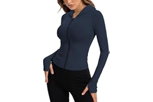 Beftwo Women Bbl Jackets with Hood Compression Workout Tops Lined or Unlined Lightweight Yoga Gym Jacket with Thumb Hole