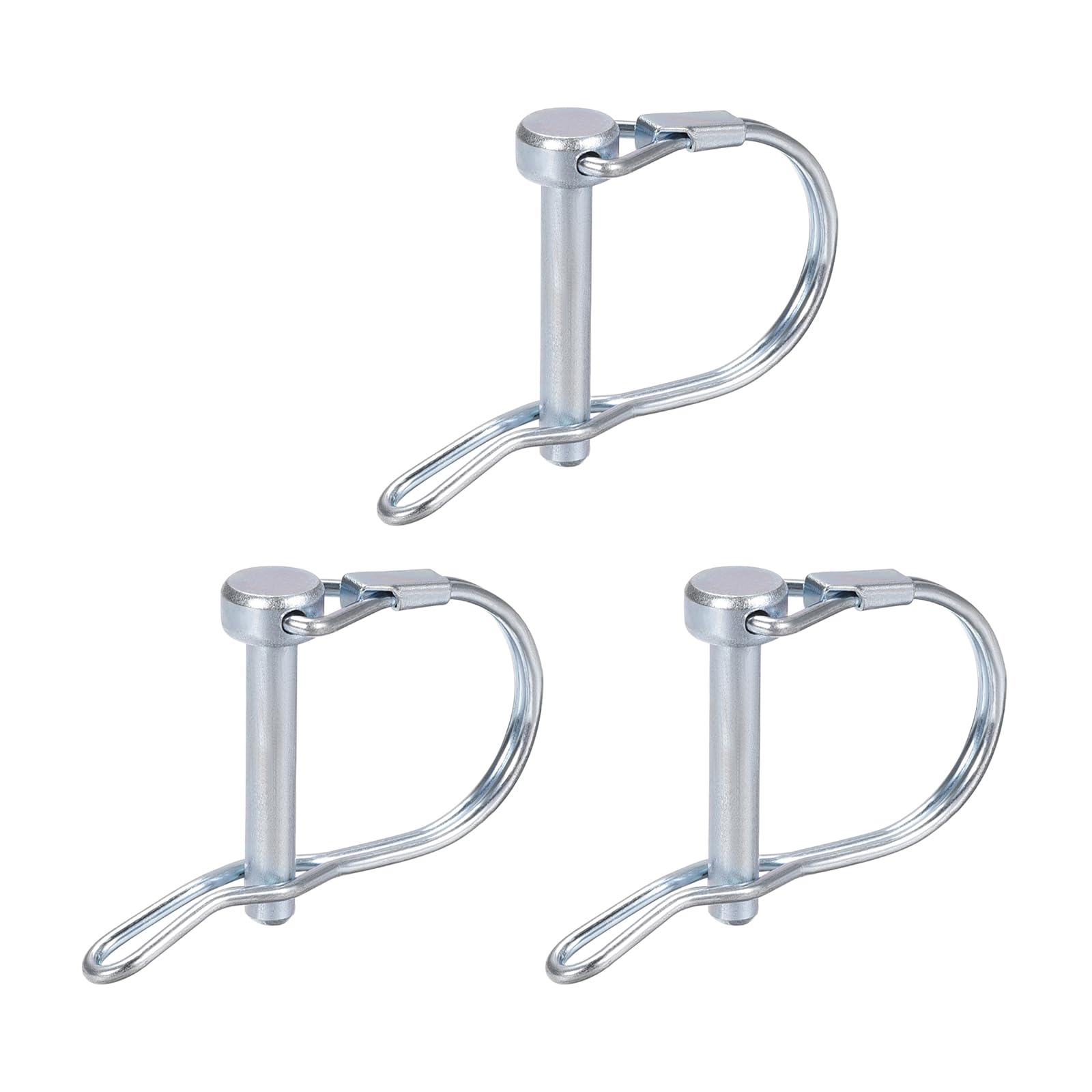 DTGN 6mm x 40mm (DxL) Shaft Locking Pin - 3Pack - Good for Farm Trailers Lawn - Carbon Steel Round Trailer Coupler Pin W/Ear - Silver Tone