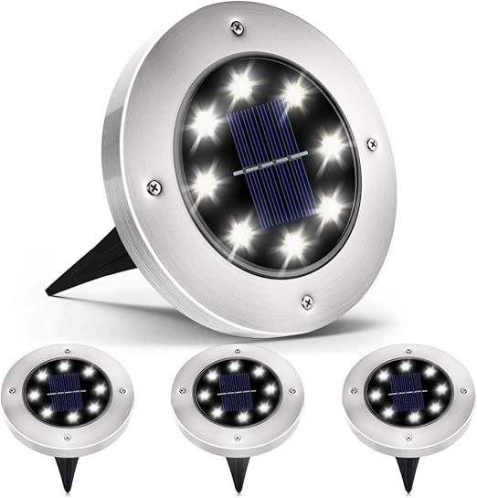 luces solares led exterior jardin impermeable luces solares de tierra 8 led luces de disco solar para patio ruta jardin cesped yarda entrada de coches