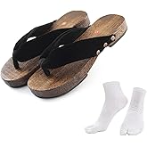 MACEFIL Anime Cosplay Men Wooden Clogs with Tabi Socks Japanese Geta Sandals Traditional Kimono Slippers