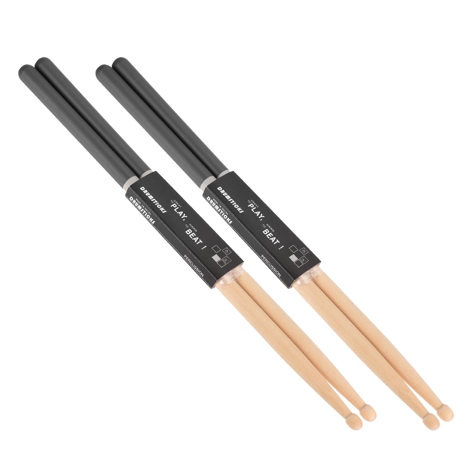 PATIKIL Maple Wood Drumstick 7A Anti Slip Handle Grips Drum Stick Black for Drumming Musical Instrument Percussion, 2 Pair