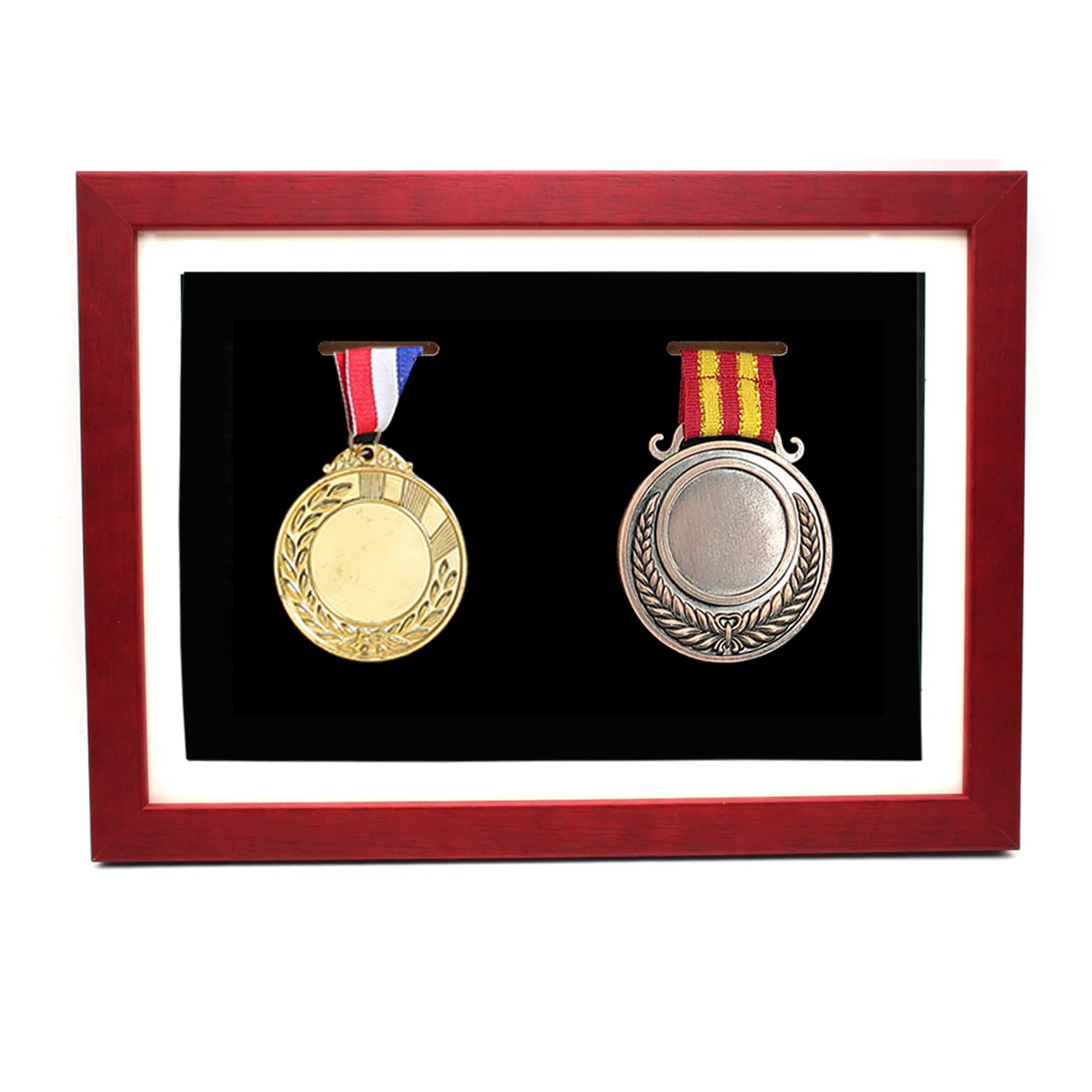 Medal Display Case - 2 Medal Display Shadow Box - Perfect Medal Display for Runners, Marathon, Race Winner, Soccer, Football, Gymnastics & All Sports