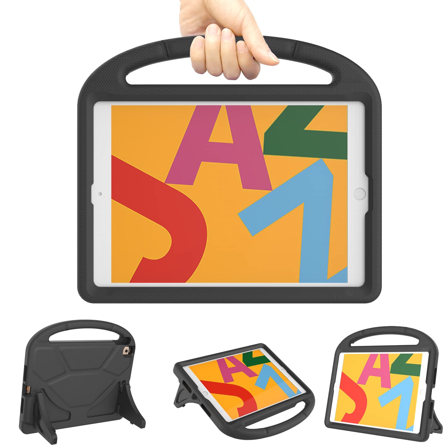 TrendGate Case for iPad 10.2 Inch - Shockproof Kids Cover with Handle Kickstand, iPad 9/8/7 Gen - Black