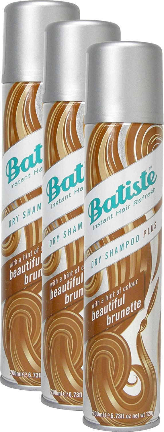 Batiste Dry Shampoo Beautiful Brunette with a hint of colour for colour for brunette hair Fresh Hair For All Hair Types 3 Pack 2+1 (3 x 200 ml)