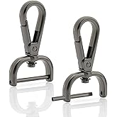 CRAFTMEMORE 2pcs Detachable Snap Hook Swivel Clasp w/Screw Bar VT493 Bag Strap Hardware Replacement (1-1/4 Inch, Gunmetal)
