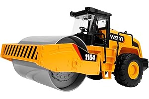 YySiRui Steam Roller Toy, 15" Road Roller Toy, 1:10 Scale Classics Roller Truck Toy, Real Working Parts, with Motion Drive Technology & Lights & Sounds, Indoor/Outdoor Play, Ideal Sand/Beach Toy